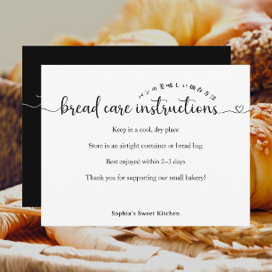 Einfache Schriftbrot-Pflegehinweise Bäckerei Dankeskarte