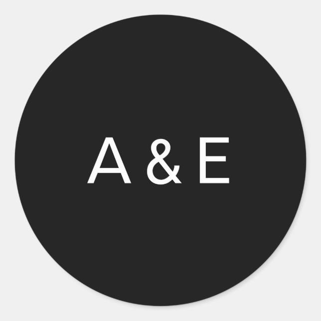 Einfache Schwarz-Ampersand-Monogramm-Hochzeit Runder Aufkleber (Vorderseite)