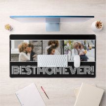 Einfache Schwarz Beste Mama je 3 FotoCollage indiv