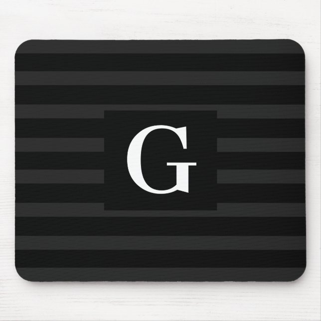 Einfache Schwarz-Dunkel-Graue Streifen Single Init Mousepad (Vorne)