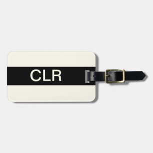 Einfache Schwarz-Elfenbeinmonogramm-Initialen Gepäckanhänger
