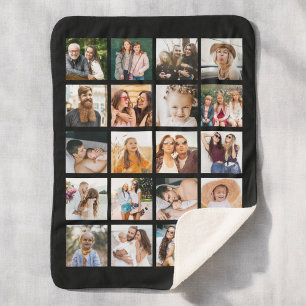 Einfache Schwarz-FotoCollage 20 Personalisiert Sherpadecke