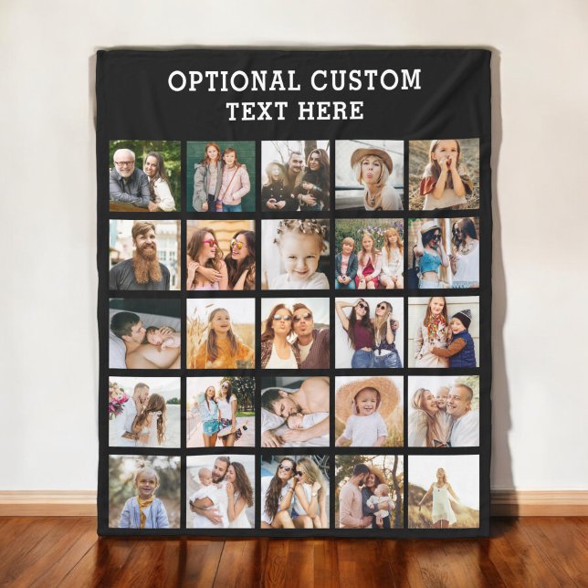 Einfache Schwarz-FotoCollage 25 Personalisiert Fleecedecke (Von Creator hochgeladen)