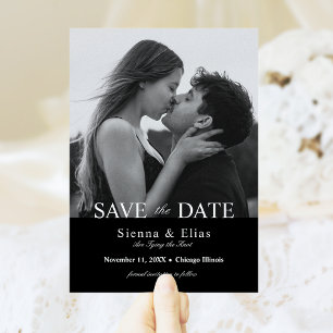 Einfache Schwarz gebundene schwarze Foto  Save The Date