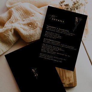 Einfache Schwarz-Gold-Boho-Hochzeit Begleitkarte