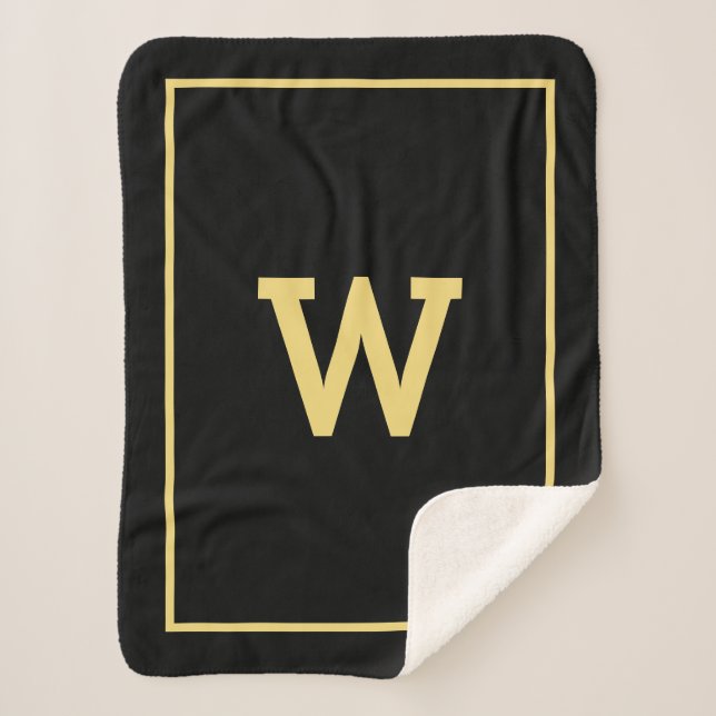 Einfache Schwarz-Gold-Erstmonogramm Sherpadecke (Vorderseite)