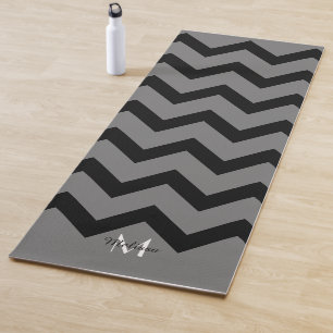 Einfache Schwarz/Grau-Zickzack Monogramm Yogamatte