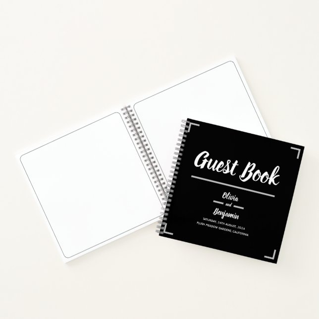 Einfache Schwarz-Handschrift-Hochzeit Notizbuch (Innenseite)