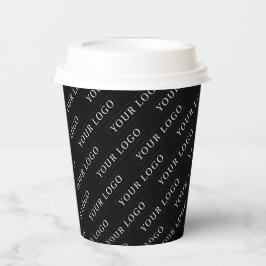 Einfache Schwarz-Minimal-Logo-Muster Papier C Pappbecher