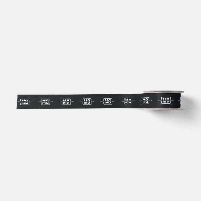 Einfache Schwarz-Minimal-Personalisiert-Monogramm- Satinband (Vorderseite)