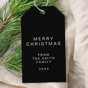 Einfache Schwarz Minimalistische Weihnachtsgeschen Geschenkanhänger