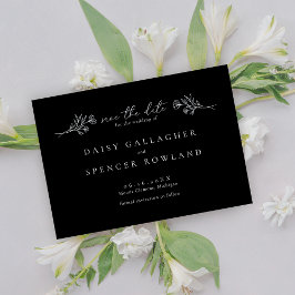 Einfache Schwarz-Moderne Blumenhochzeit rettet das Save The Date
