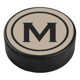 Einfache Schwarz-Monogramm-Initial Eishockey Puck