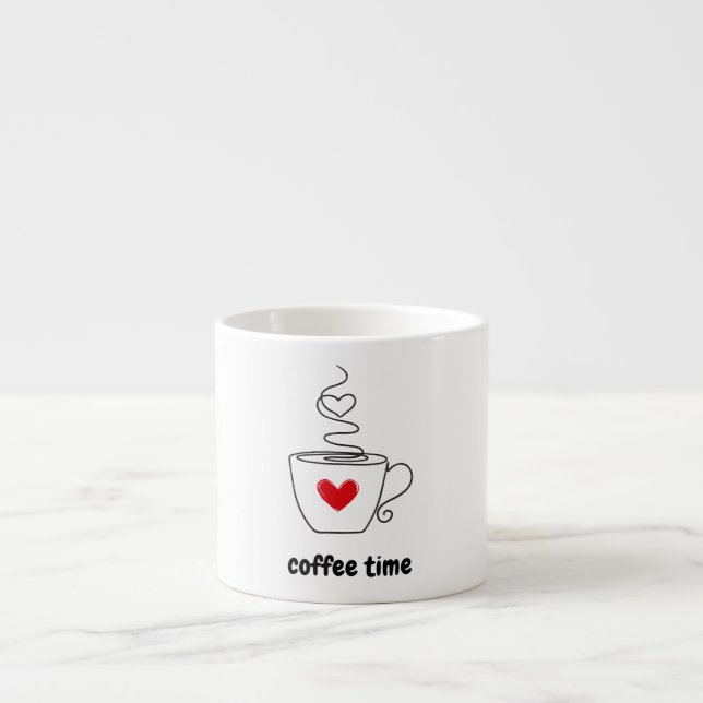 Einfache Schwarz-Rot-Illustration Kaffeezeit-Tasse Espressotasse (Vorderseite)