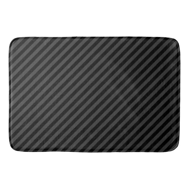 Einfache schwarz-schwarz-schmale Diagonalstreifen Badematte (Vorderseite)