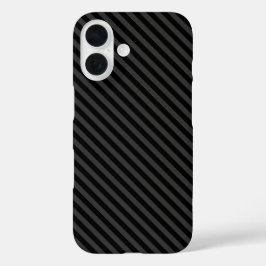 Einfache schwarz-schwarz-schmale Diagonalstreifen iPhone 16 Hülle
