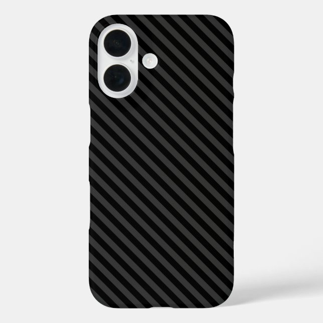 Einfache schwarz-schwarz-schmale Diagonalstreifen iPhone 16 Hülle (Rückseite)