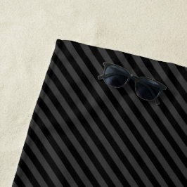 Einfache schwarz-schwarz-schmale Diagonalstreifen Strandtuch