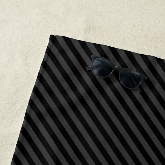 Einfache schwarz-schwarz-schmale Diagonalstreifen Strandtuch (Beispiel)