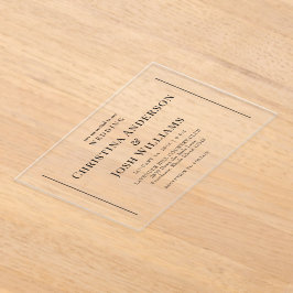 Einfache Schwarz-Text-Hochzeit Acryleinladungen