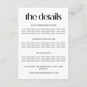 Einfache Schwarz-Typografie-Vorlage für Hochzeitde Begleitkarte