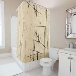 Einfache Schwarz und Beige Japandi Duschvorhang