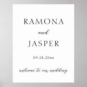 Einfache Schwarz und Weiß Moderne Hochzeit Poster