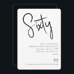 Einfache Schwarz-Weiß-60. Geburtstagsparty Einladung<br><div class="desc">60. Geburtstagsfeier Party Einladung. Schwarz und Weiß. Einfach. Nur Text. Abgerundet.</div>