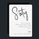 Einfache Schwarz-Weiß-60. Geburtstagsparty Einladung<br><div class="desc">60. Geburtstagsfeier Party Einladung. Schwarz und Weiß. Einfach. Nur Text. Abgerundet.</div>