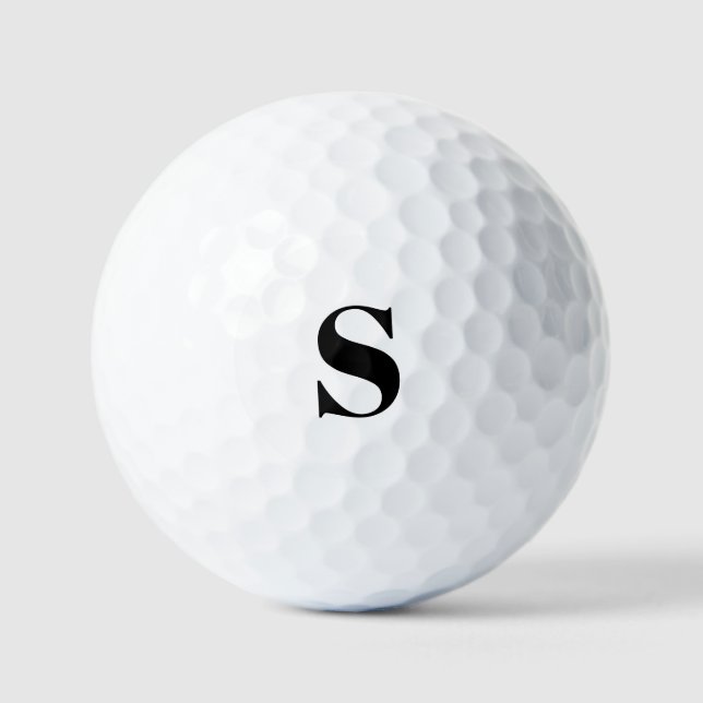 Einfache Schwarz-Weiß-Anfangsbuchstaben für Monogr Golfball (Vorderseite)