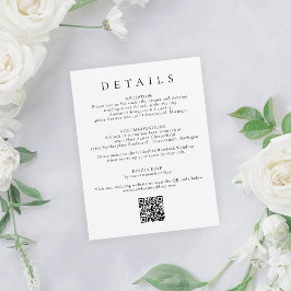 Einfache Schwarz-Weiß-Blütenhochzeit RSVP & Detail Begleitkarte