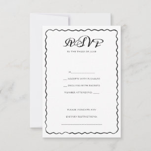 Einfache Schwarz-Weiß-Brille-Hochzeit RSVP Karte