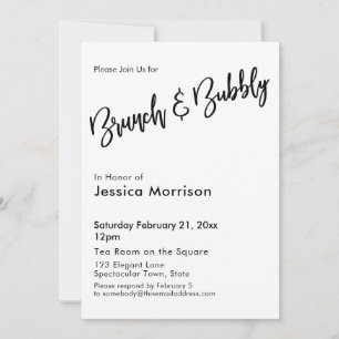 Einfache Schwarz-Weiß-Brunch- und Bubble-Typografi Einladung