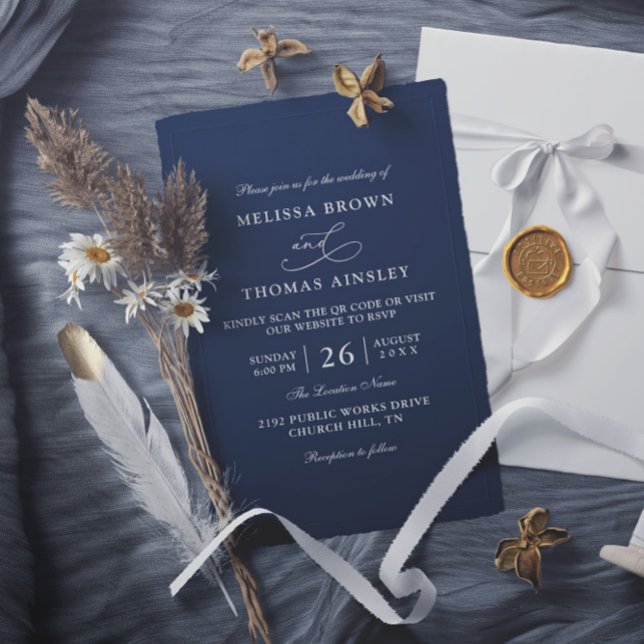 Einfache Schwarz-Weiß-Budget-QR-Code-Hochzeit Einladung (Von Creator hochgeladen)