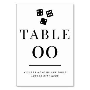 Einfache Schwarz-Weiß-Bunco JEDE Tischnummer