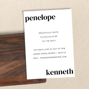 Einfache Schwarz-weiß-Chic-Hochzeit Einladung