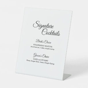 Einfache Schwarz-Weiß-Cocktailkarte Sockelschild