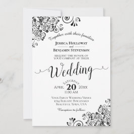 Einfache Schwarz-Weiß-Dekorationsecke für Hochzeit Einladung