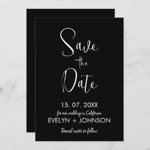 Einfache Schwarz/Weiß Elegant Minimalistisch Save The Date