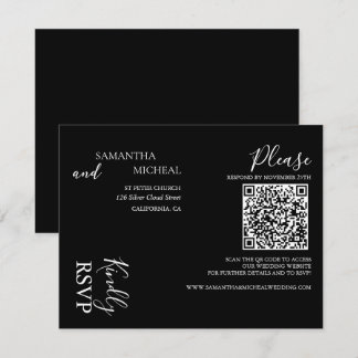 Einfache Schwarz/Weiß Elegante Minimalistische Hoc RSVP Karte