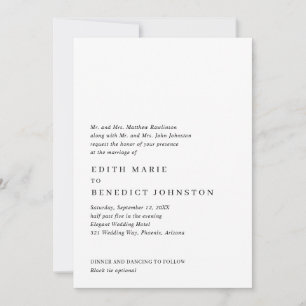 Einfache Schwarz-Weiß-Elegante QR-Hochzeit Einladung