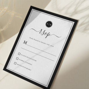 Einfache Schwarz-Weiß-Elegante RSVP-Karten RSVP Karte