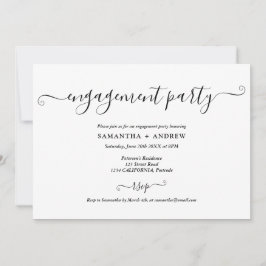Einfache, schwarz-weiß-elegante Verlobungsparty Ankündigung