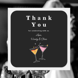 Einfache Schwarz-Weiß-Eleganz Vielen Dank Quadratischer Aufkleber