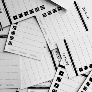 Einfache Schwarz-Weiß-Fünf-Runde-Bunco-Punktekarte Briefbogen