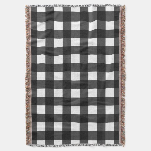 Einfache Schwarz-Weiß-Gingham Decke (Vorderseite Vertikal)