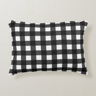 Einfache Schwarz-Weiß-Gingham Dekokissen