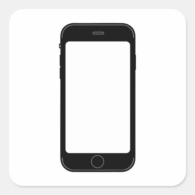Einfache Schwarz-Weiß-Handy-Vorlage Quadratischer Aufkleber (Vorderseite)