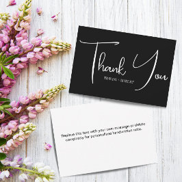 Einfache Schwarz-Weiß-Hochzeit Dankeskarte