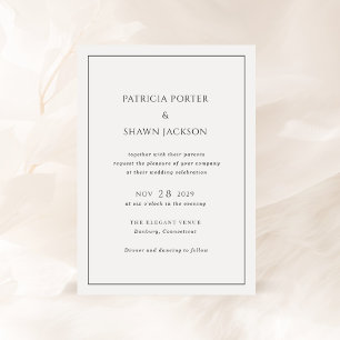 Einfache Schwarz-Weiß-Hochzeit Einladung